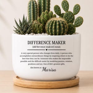 Personalized Difference Maker Gift, Difference Maker Ceramic Plant Pot, Thank You Gift for Teacher, Mentor, Appreciation Gift  EM-CFP90093