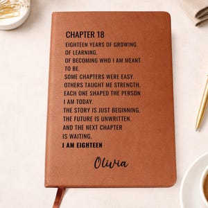 Chapter 18 Birthday Vegan Leather Journal, Personalized 18th Birthday Gift, Journal For 18th Birthday, 18th Birthday Keepsake (EM-LJ1233)