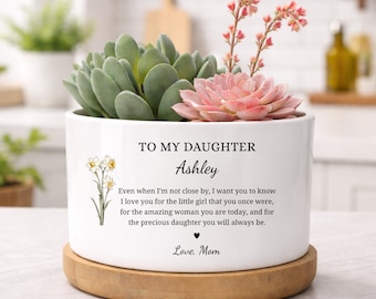 Personalized Daughter Ceramic Flower Pot, Daughter Gift from Mom, Mothers Day Gift for Daughter, Daughter Keepsake Gift, EM-CFP0281
