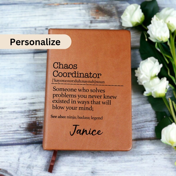 Personalized Chaos Coordinator Journal, Chaos Coordinator Gift, Chaos Coordinator Definition Gift, Mentor Appreciation Gift, Leader Gift