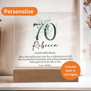 70th Birthday Gifts For Women, 70th Birthday gift, Personalized 70th Birthday Gift Plaque, 70th birthday keepsake, 70 Birthday Gifts