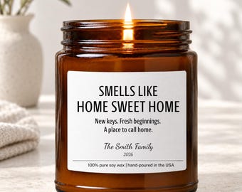 Personalized New Home Candle, Housewarming Candle Gift, First Home Keepsake, Realtor Closing Gift, Housewarming Gift, EM-LHC178