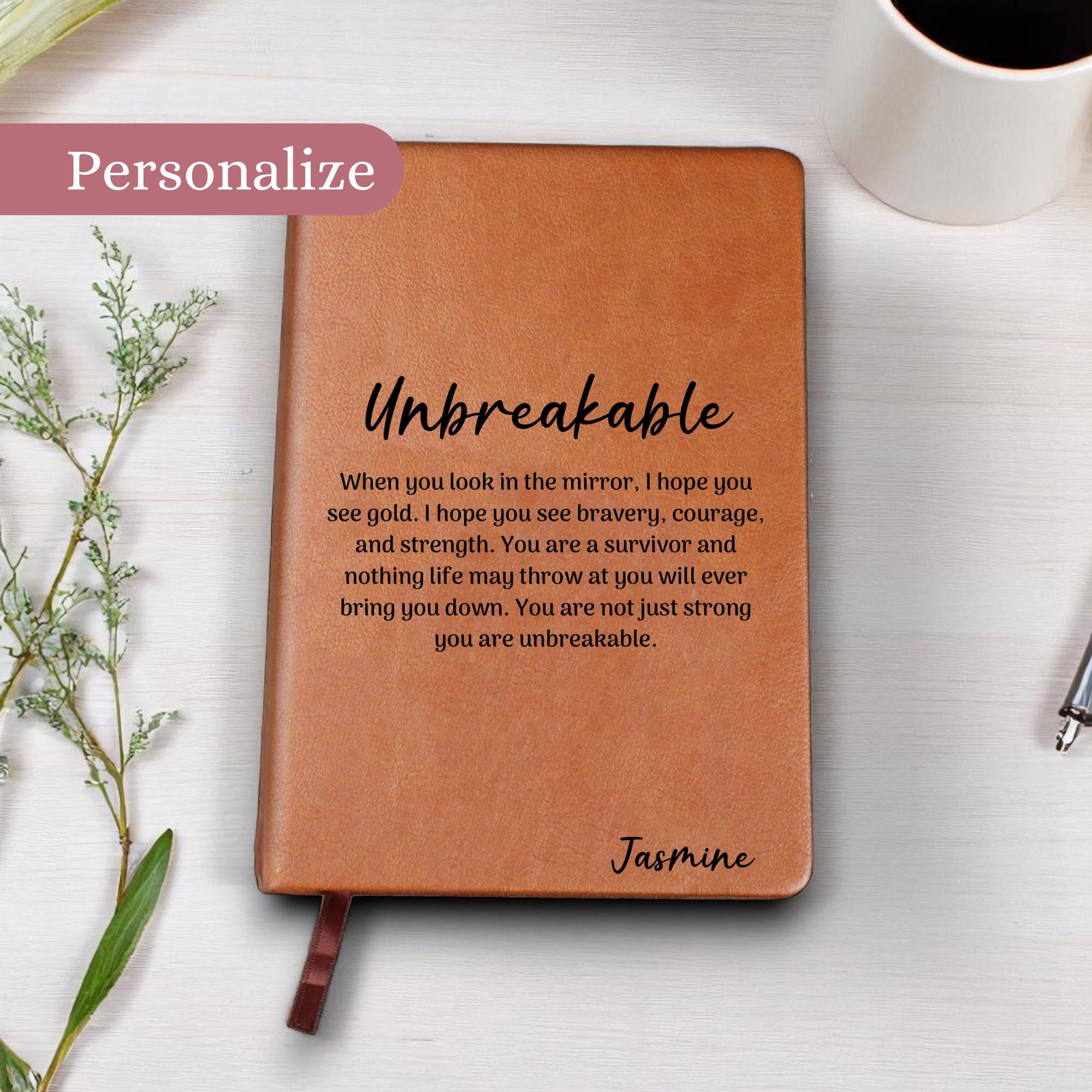 Personalized Vegan Leather Journal: Unbreakable Affirmation Gift