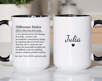 Personalized Difference Maker Mug - Mentor Appreciation Gift, Difference Maker Gift
