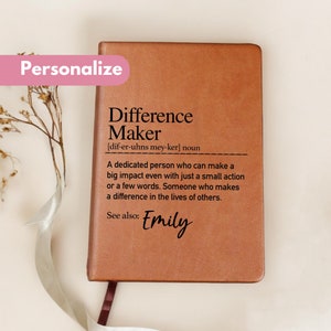 Personalized Difference Maker Journal, Difference Maker Gift, Difference Maker Definition Gift, Mentor Appreciation Gift, Leader Gift