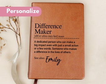 Personalized Difference Maker Journal, Difference Maker Gift, Difference Maker Definition Gift, Mentor Appreciation Gift, Leader Gift