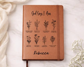 Personalized Vegan Leather Christian Journal: 'God Says I Am'