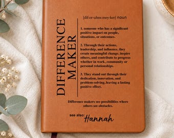 Mentor Gift, Difference Maker Journal Gift, Coworker Gift, Appreciation Notebook, Employee Gifts (EM-004)