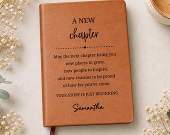 Personalized New Chapter Journal, Going Away Gift for Coworker, New Job Gift for Women, Farewell Vegan Leather Notebook, EM-LHLJ262