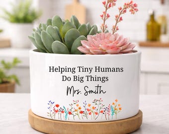 Helping Tiny Humans Do Big Things Ceramic Plant Pot, Teacher Appreciation Gift, Preschool  Teacher Gift, Teacher Keepsake Gift, EM-CFP412913