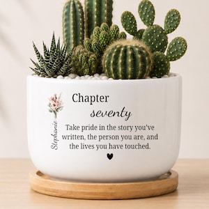 70th Birthday Gifts For Women, 70th Birthday Ceramic Plant Pot, Seventy Keepsake Birthday Gift, Chapter Seventy Birthday Gift, EM-CFP2293