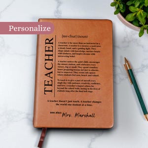 Personalized Teacher Vegan Leather Journal: Teacher Appreciation Gift