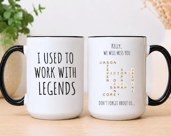 Funny Coworker Leaving Mug, Retirement Farewell Gift, Custom Team Scrabble Mug, Boss Team Keepsake, Goodbye Gift from Team,  EM-MUG926