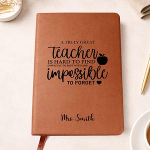 Personalized Teacher Vegan Leather Journal: Appreciation Gift