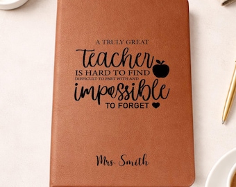 Personalized Teacher Vegan Leather Journal: Appreciation Gift