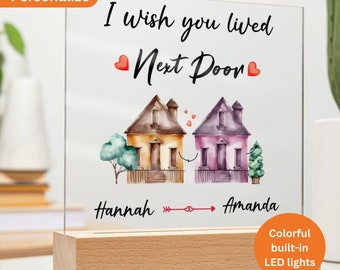 Personalized I Wish You Lived Next Door Plaque, Long Distance Friendship Gift, Best Friend Gift, Moving Away Gift, Best Friend Moving Gift