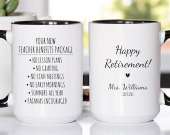 Personalized Teacher Retirement Mug, Retired Teacher Gift Mug, Teacher Retirement Gift, Teacher Retired Coffee cup