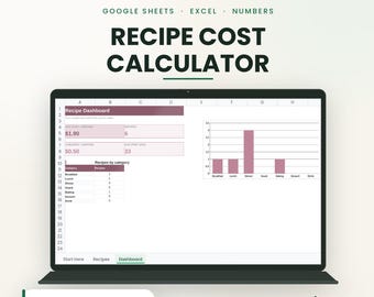 Recipe Cost Calculator | Google Sheets Meal Organizer (Instant Download)