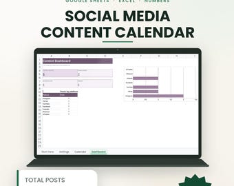 Social Media Content Calendar Template | Google Sheets Dashboard (Digital Download)