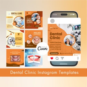 Dental Clinic Instagram Templates, Engagement Posts Canva Editable Instagram Post | Dental Clinic | Dental Clinic Posts Templates