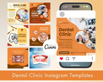 Dental Clinic Instagram Templates: Editable Canva Posts