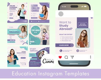 Education Instagram Canva Template Posts