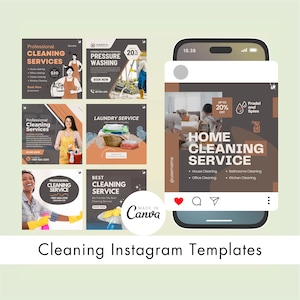 Cleaning Instagram Canva Templates, Cleaning Business Instagram Post Template, Editable Social Media Posts for Professional Cleaner