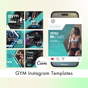 Fitness Instagram Canva Template Posts Editable on Canva, Social Media Graphics, fitness template, fitness plan template, fitness coach
