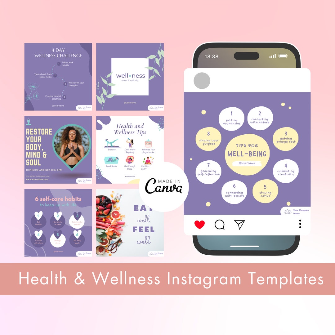 Health & Wellness Instagram Post Templates: Editable Canva Designs - Etsy