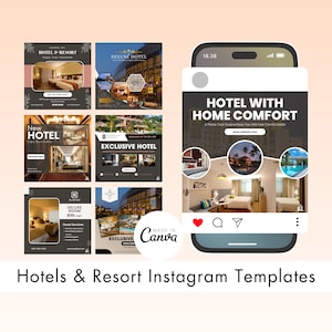 Luxury Hotel Instagram Posts | Canva Editable Instagram Post, Airbnb Template | Resorts Instagram Posts
