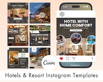 Hotel and Resort Instagram Posts | Canva Editable Instagram Post, Airbnb Template | Resorts Instagram Posts