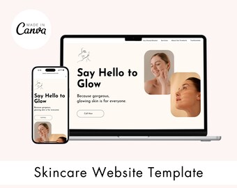 Skincare Website Template Website Design for Beauty canva website, portfolio canva website, canva website page