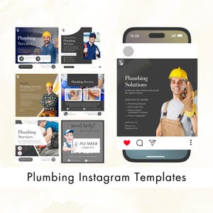 Plumber Instagram Posts | Canva Editable Instagram Post, Plumbing Template | Plumbing Service Instagram Posts