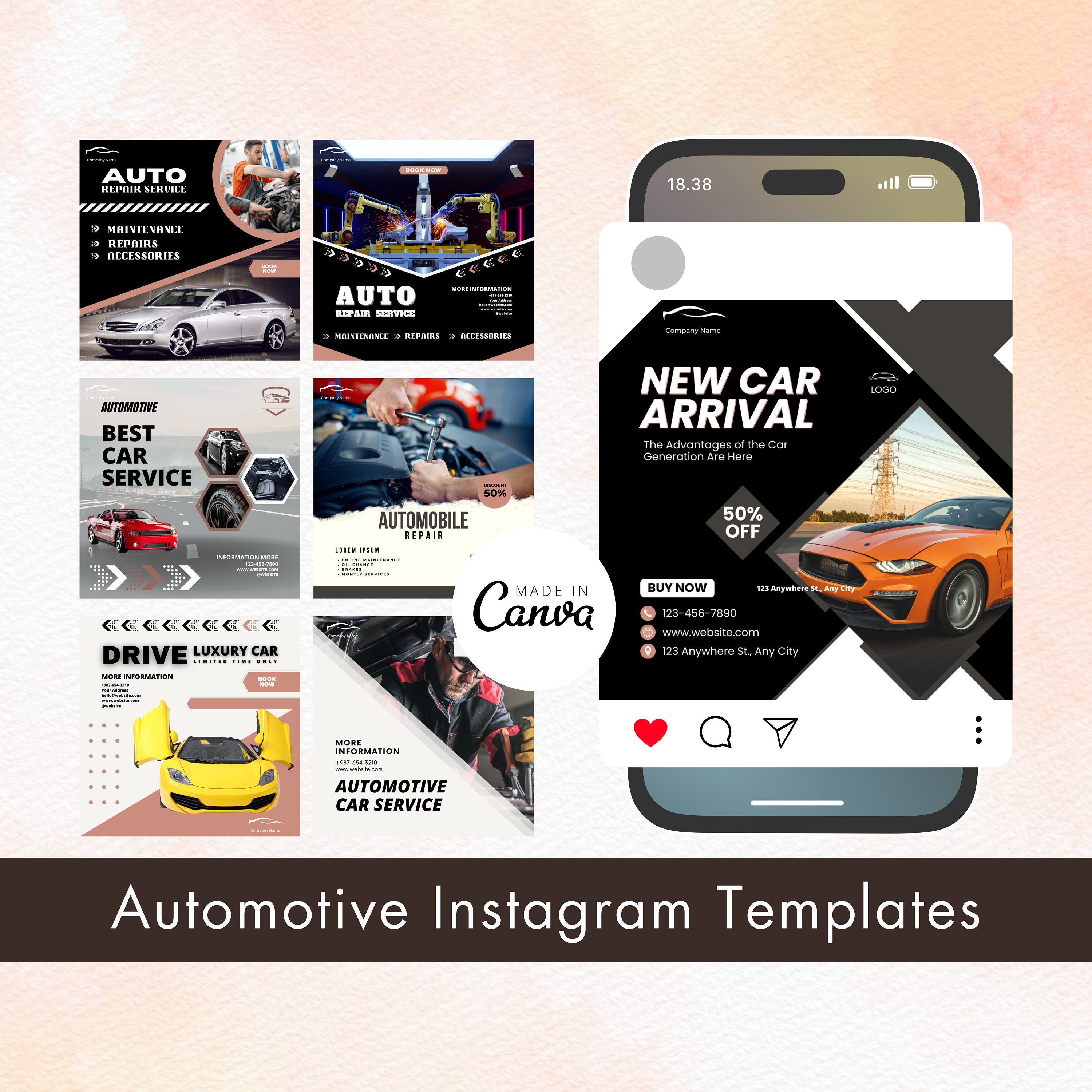 Automotive Instagram Templates, Engagement Posts Canva Editable Instagram Post | Automotive Instagram | Automotive Design Posts Templates