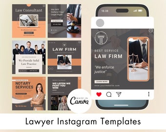 Lawyer Instagram Canva Templates, lawyer instagram, law office marketing, law firm marketing, lawyer templates, lawyer social media