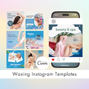 Waxing Instagram Canva Template Waxing Post Waxing Flyers, Hair Removal Post Social Media Skincare Esthetician Canva Body Waxing