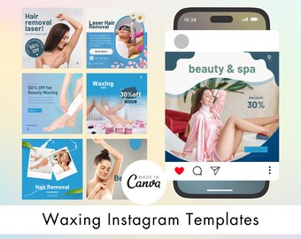 Waxing Instagram Canva Template Waxing Post Waxing Flyers, Hair Removal Post Social Media Skincare Esthetician Canva Body Waxing