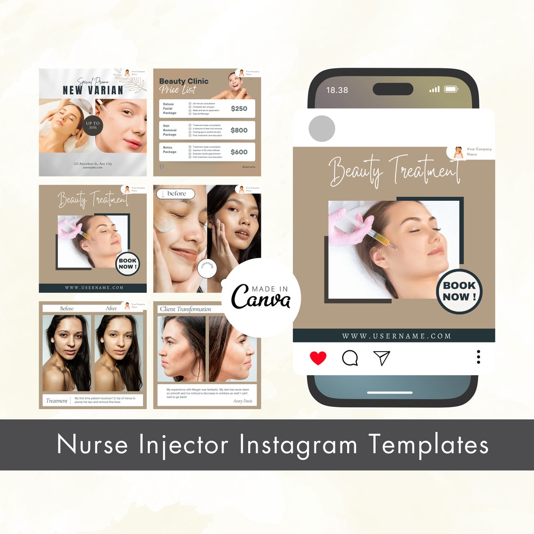 Nurse Injector Instagram Templates: Editable Canva Posts (PDF Download ...