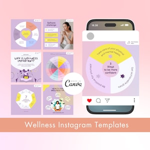 Wellness Instagram Canva Templates, Wellness Instagram Post Template, Editable Social Media Posts for Wellness