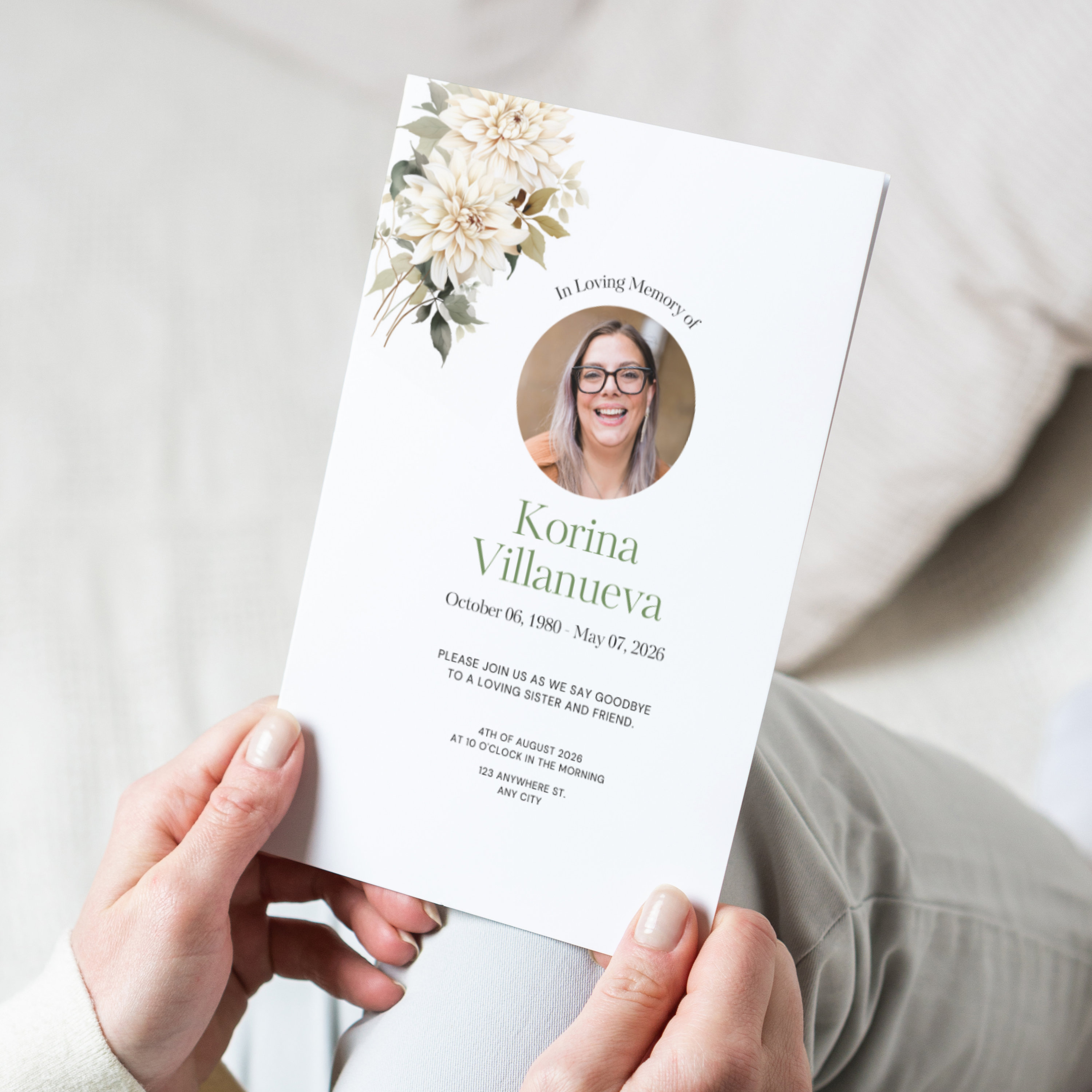 Editable Funeral Program Template: Memorial Service, Obituary (digital ...