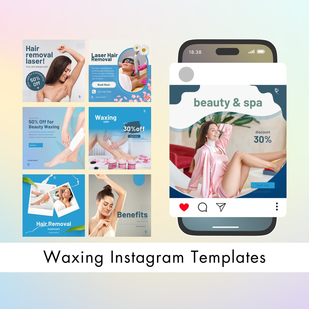 Waxing Instagram Template Waxing Post, Waxing Flyers Hair Removal Post