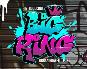 Big King- Graffiti Font, Vintage Font, Logo font, Canva font, Branding font, Template font, Procreate font, Urban Font, Street Font