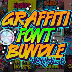 Paquete de fuentes de graffiti vol. 8: 15 fuentes de graffiti en capas 3D, fuentes vintage, fuentes retro, fuentes de calle, graffiti SVG, alfabeto de graffiti, ropa de calle