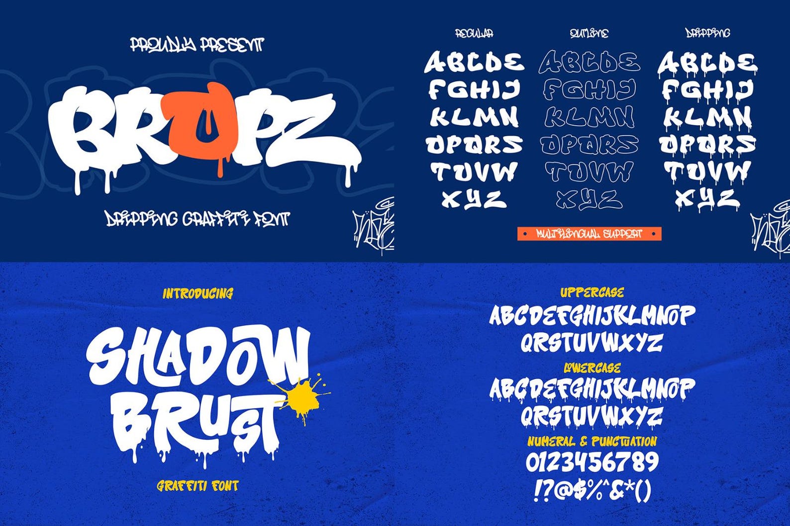 Dripping Graffiti Font Bundle: 10 Urban Fonts for Procreate, Photoshop ...
