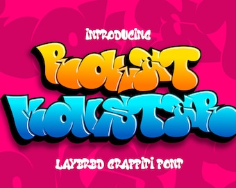 Roket Monster - 3d Graffiti Layered font, graffiti svg, graffiti png, grafitti font, 3d font, canva font, cricut font, procreate font