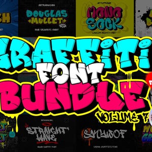 Graffiti Font Bundle Vol.7 - Urban Graffiti Font, Vintage Font, Retro Font, Street Font, graffiti SVG, graffiti alphabet, graffiti vector