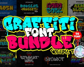 Graffiti Font Bundle Vol.7 - Urban Graffiti Font, Vintage Font, Retro Font, Street Font, graffiti SVG, graffiti alphabet, graffiti vector
