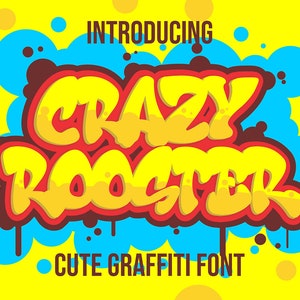 Crazy Rooster - Graffiti Font, Vintage Font, Logo font, Canva font, Branding font, Cricut font, Decals Font, Bold Font, Printing font