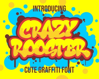 Crazy Rooster - Graffiti Font, Vintage Font, Logo font, Canva font, Branding font, Cricut font, Decals Font, Bold Font, Printing font