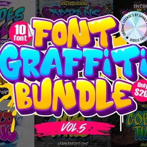 Graffiti Font Bundle: Urban, Retro, Street Fonts (Vol.5)